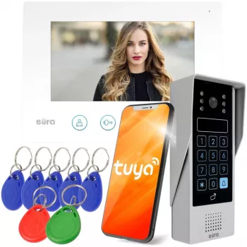 Videoporteiro Eura VDP-90A3 Delta branco monitor com compatibilidade Tuya