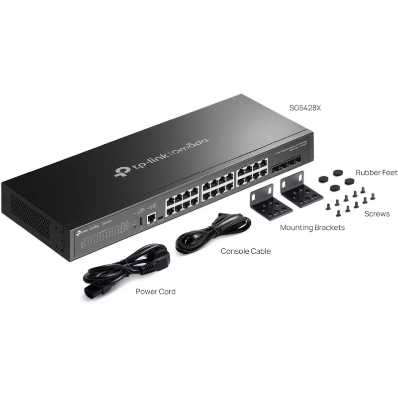 Switch de rede TP-Link Omada SG5428X gerido L3 Gigabit Ethernet (10/100/1000) preto