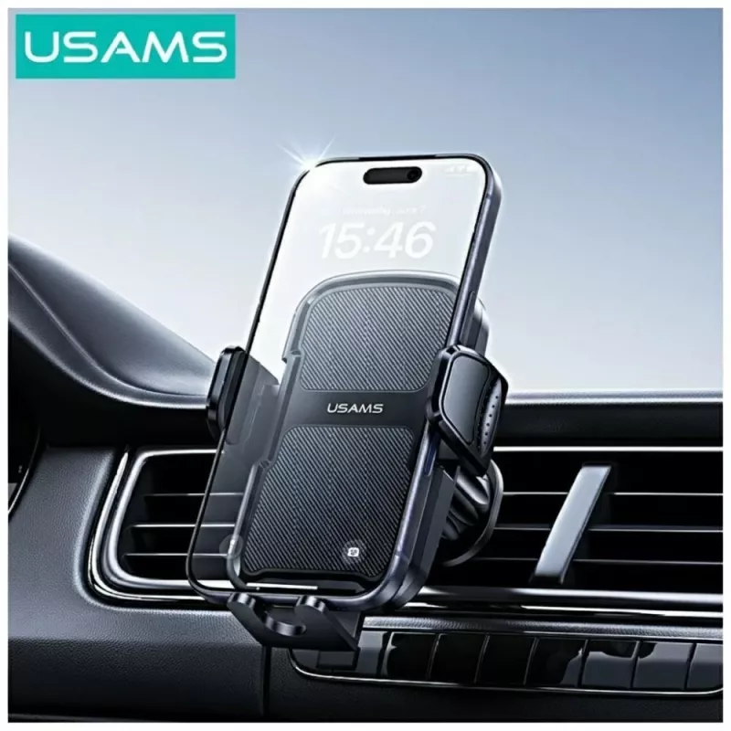 Suporte para automóvel usams ZJ085 preto — suporte para smartphone para veículo, pinça ajustável