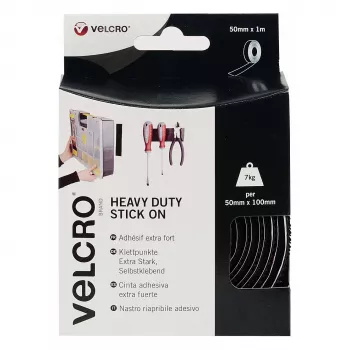 Fita adesiva Velcro extra forte autoadesiva, gancho e veludo 50mm x 1m preto