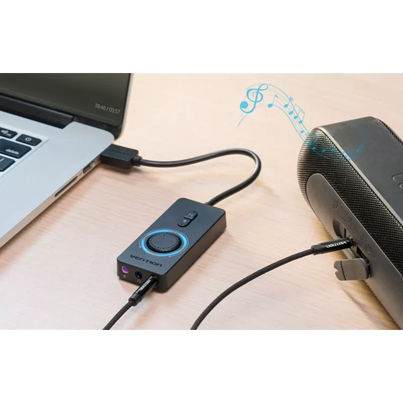 Vention CDRBF placa de som externa USB 2.0, jack, controlo de volume, 48 kHz, 1 m