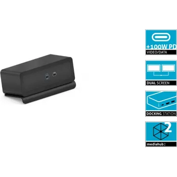 Docking station PureLink Mediahub2 USB-C (M2-ENC07-9940) – preto, porta host USB-C
