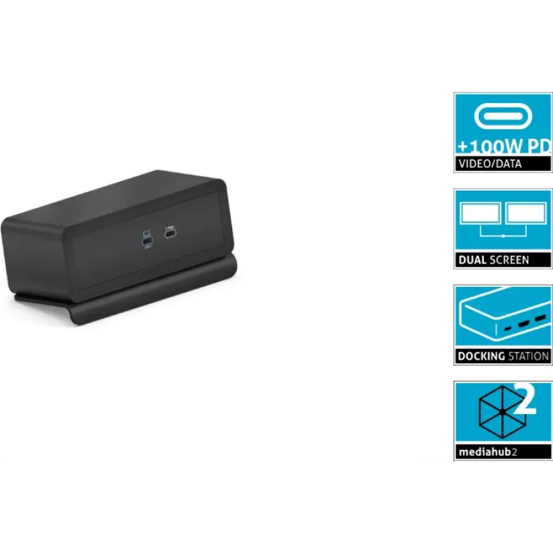 Docking station PureLink Mediahub2 USB-C (M2-ENC07-9940) – preto, porta host USB-C
