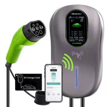Estação de carregamento EV QOLTEC 52430 22 kW Wi-Fi RFID trifásico, 32 A, Type 2, IP54