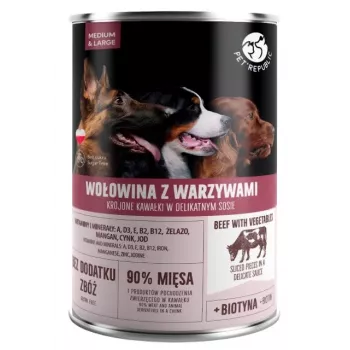 Ração húmida para cães PetRepublic PET REPUBLIC Adult Medium & Large vaca com legumes 1250 g