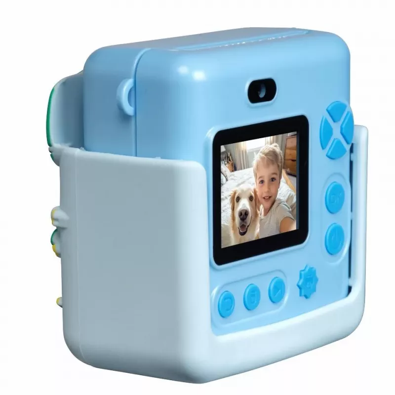 Denver KPC-1363BU Câmara de impressão instantânea para crianças Dino com impressora térmica, 20 MP, azul