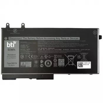 Bateria BTI para Dell Latitude 5420 Rugged 11,4 V 51 Wh (3 células), preto