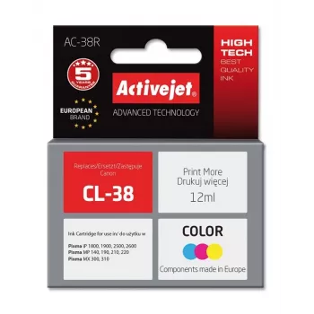 Tinta Activejet AC-38R (substituto de Canon CL-38; Premium; 12 ml; cor)