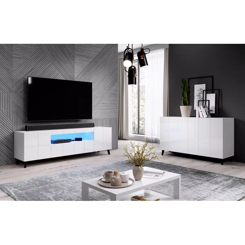 Aparador Cama Sideboard 2D REJA branco brilhante/branco brilhante