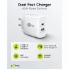 Carregador duplo rápido USB-C, PD, GaN, 65 Watt (branco, 1x USB-C, 1x USB-A, Power Delivery)