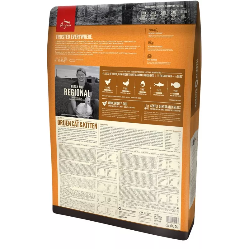 Orijen Cat & Kitten comida seca para gatos Frango, Peixe, Peru 340 g