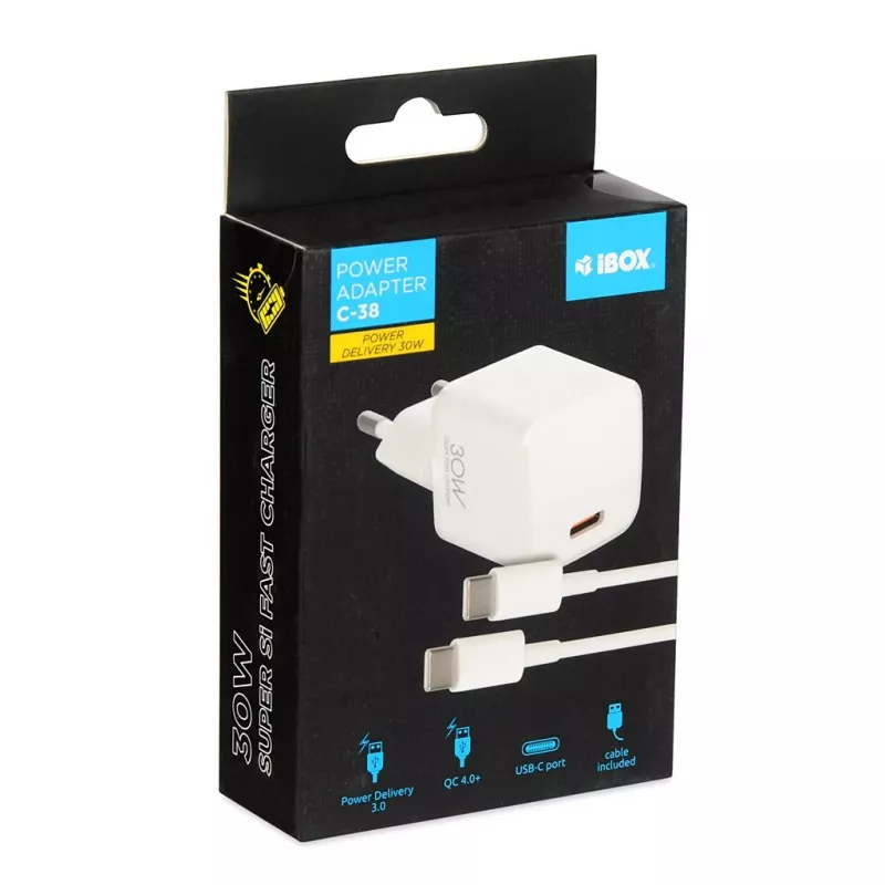Carregador de parede I-BOX C-38 PD30W, branco