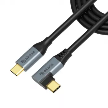 Cabo de carregamento USB Type-C Akasa com angular, 100 W PD - cabo - digital/dados