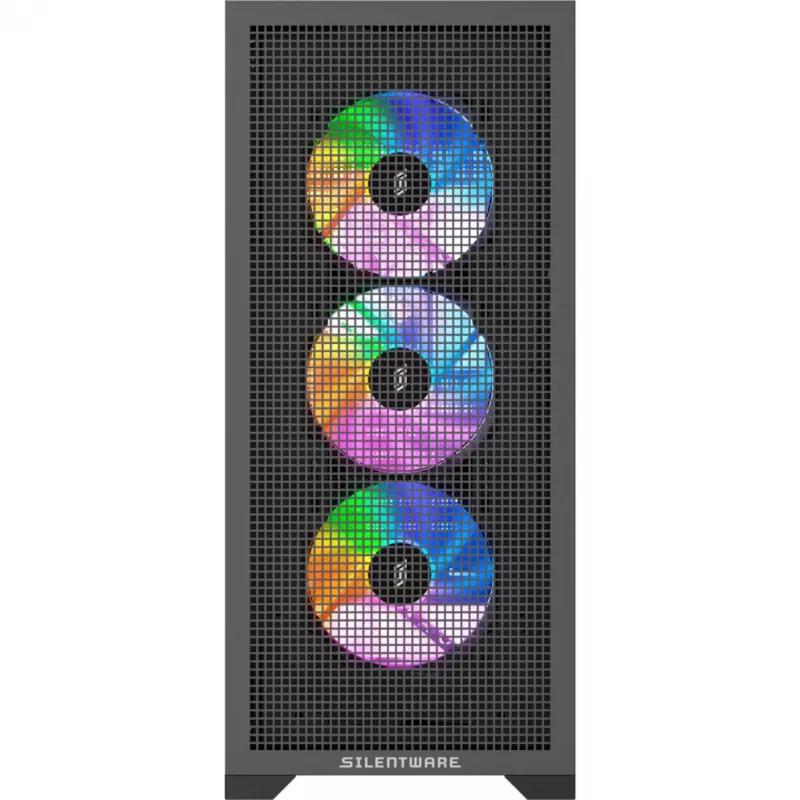 Caixa de PC Silentware Core 100 A-RGB preta — modelo CORE100Schwarz, iluminação A-RGB, formato Mid-Tower