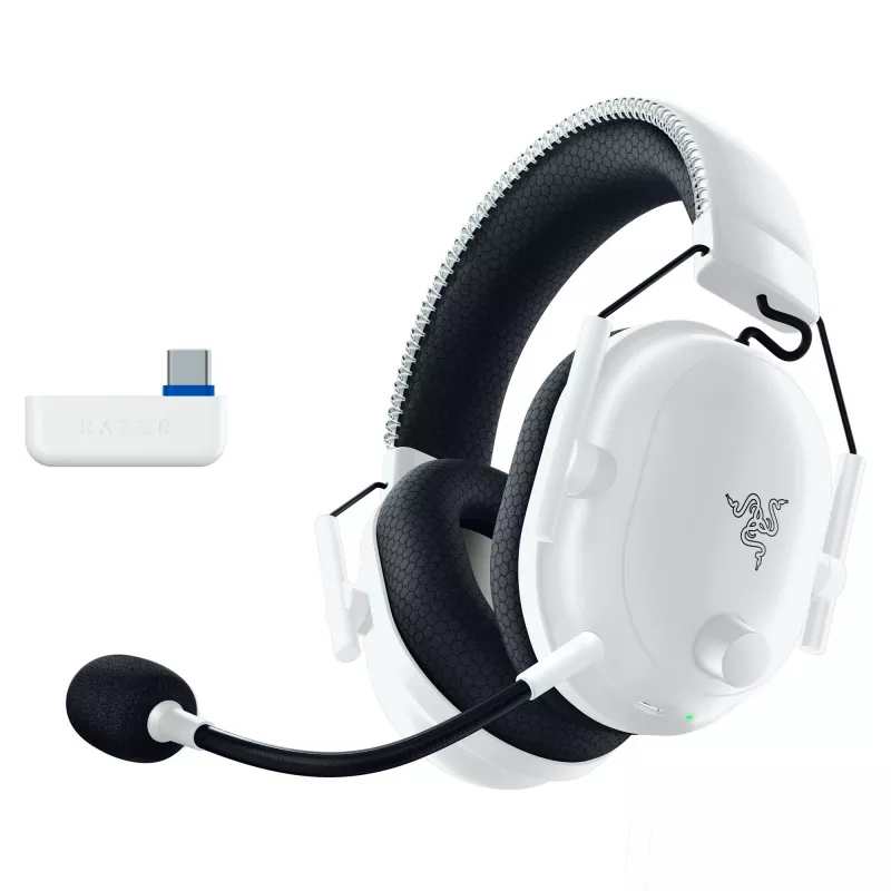 Headset Razer BlackShark V2 Pro para PlayStation sem fios arco de cabeça gaming USB Type-C Bluetooth branco