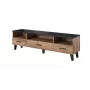 Cama Meble LOTTA 180 cm móvel de TV, carvalho Wotan + preto mate