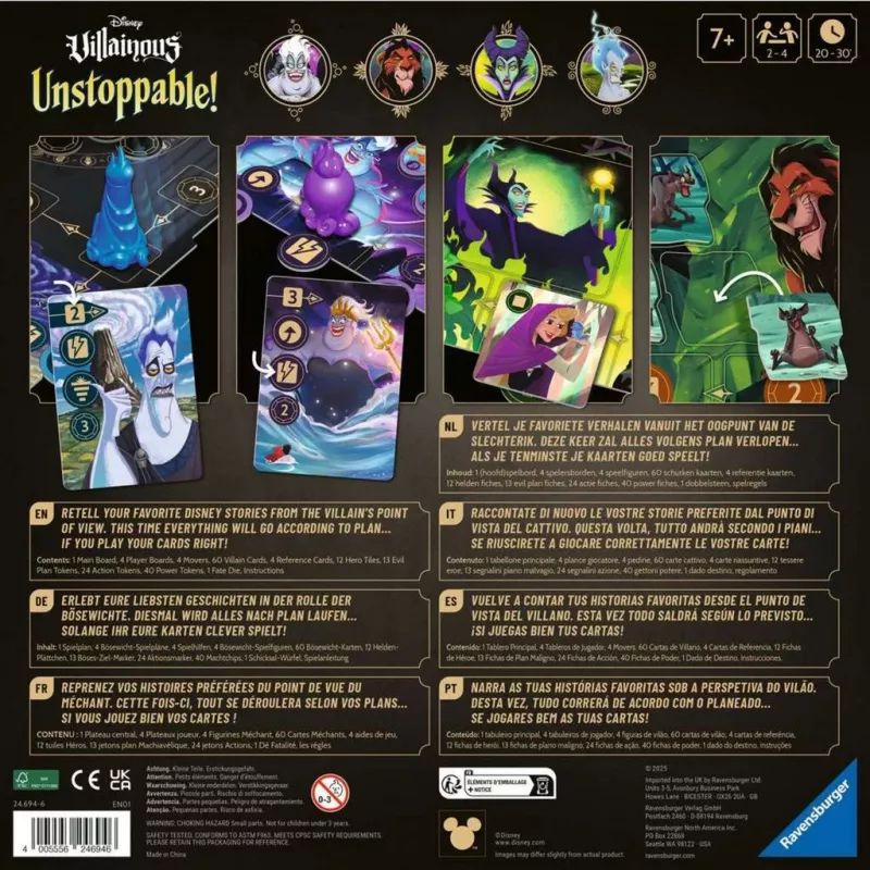 Jogo de tabuleiro Ravensburger Disney Villainous Unstoppable! Estratégia para crianças a partir dos 7 anos
