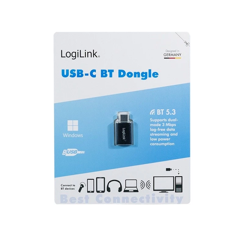 LogiLink BT0048A adaptador USB-C Bluetooth 5.3, alcance de 20 m, preto