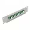Patch panel de fibra ótica DeLOCK 10 polegadas 12 portas LC duplex verde 1U cinzento