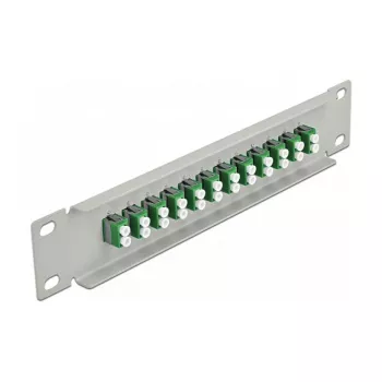 Patch panel de fibra ótica DeLOCK 10 polegadas 12 portas LC duplex verde 1U cinzento