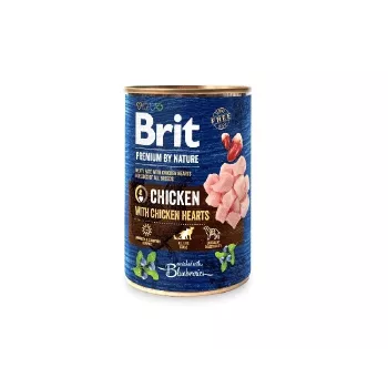 Comida húmida para cães Brit Premium by Nature Frango e Corações, 400 g, sem cereais, para cães adultos