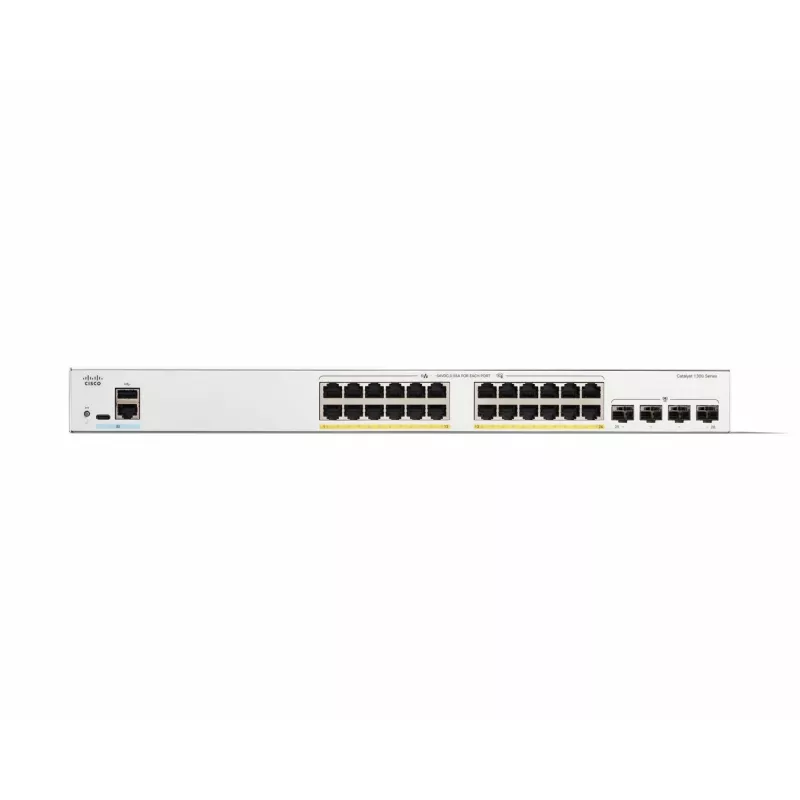 Cisco Catalyst 1300-24FP-4G Switch gerido, 24 Port GE, Full PoE, 4x1GE SFP, Limited Lifetime Protection (C1300-24FP-4G)