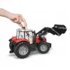 Trator de brinquedo BRUDER Massey Ferguson 7624 com pá frontal, vermelho, para crianças a partir dos 3 anos