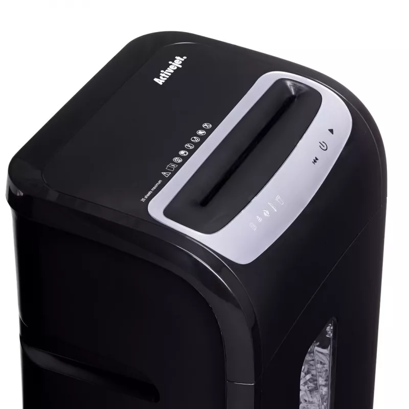 Activejet ASH-2502C destruidora de papel, P-4, 25 folhas, 28 l, fragmentos de 4x40 mm, preto