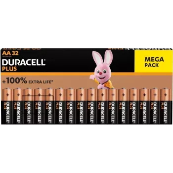 Pilhas alcalinas Duracell Plus AA pack de 32 — tamanho AA, 1,5 V (00216913)