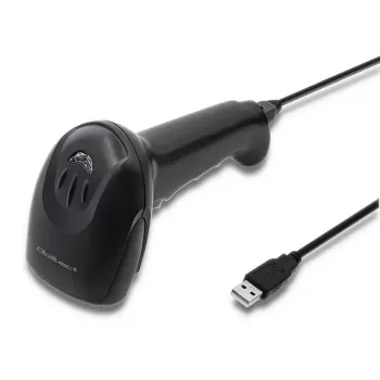 Leitor laser de códigos de barras 1D CCD Qoltec 50866, USB, preto
