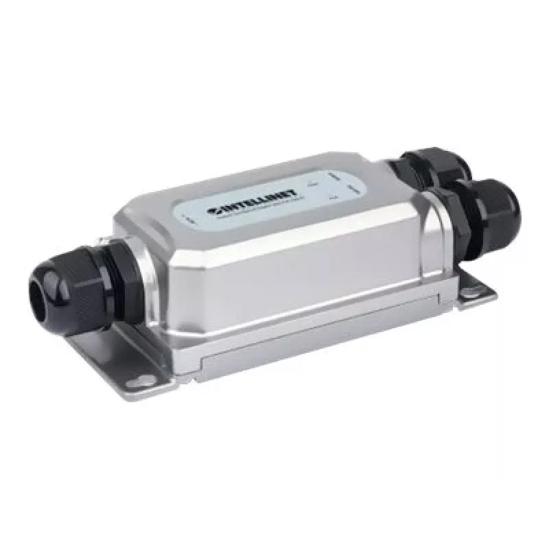 Injetor PoE++ Gigabit antivandalismo para exterior Intellinet, uma porta de 60 W, compatível com IEEE 802.3bt (4PPoE), à prova de água IP67, antivandalismo IK10, caixa metálica