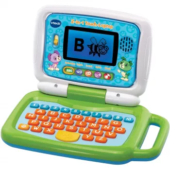Portátil tátil 2-em-1, computador educativo verde/azul
