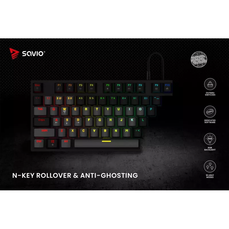 Teclado mecânico RGB Tempest X2 Outemu Red Savio Savgk-tempest X2 Red