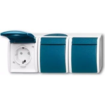 Tomada Busch Jaeger 2300/3 EBW-53 CEE 7/3 azul - branco (2084-0-0721)