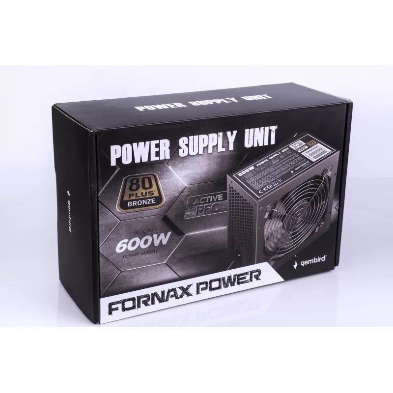 Fonte de alimentação ATX 80+Bronze 600W PFC ativo, ventoinha de 12cm