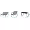 Conjunto de mobiliário de jardim Extralink BLACK FOREST têxtil duas cadeiras + espreguiçadeira + mesa dobrável preto L-0358 conjunto de mobiliário de exterior