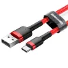 Cabo USB 2.0 A para USB-C Baseus CATKLF-B09 1m QC3.0 trançado em nylon vermelho, carregamento rápido e sincronização de dados