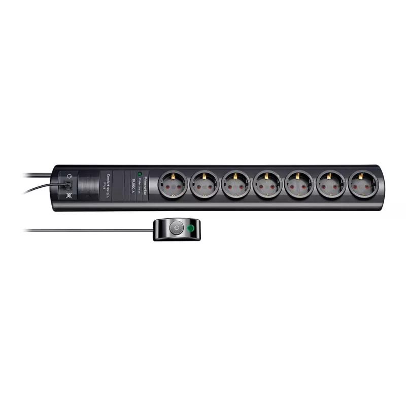 brennenstuhl Primera-Tec Comfort Switch Plus - proteção contra sobretensões - corrente alternada 250 V - 3500 Watt - tomadas de saída: 7 - 2,0m - Alemanha - preto