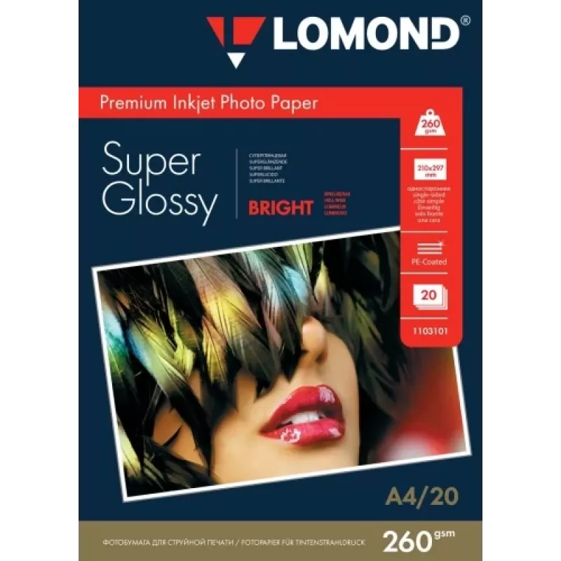 Papel fotográfico Lomond Premium 260 g/m² A4 super brilhante, 20 folhas