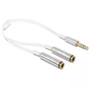 Cabo de áudio DeLOCK 65355 0,25 m 3,5 mm 2 x 3,5 mm prateado branco