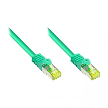 Cabo de patch RJ45 com cabo bruto Cat.7 e proteção do encaixe (RNS®), S/FTP, PiMF, sem halogéneos, 600 MHz, OFC, verde, 5 m, Good Connections® (8070R-050G)