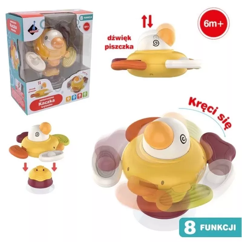 Pato sensorial interativo de peluche Ascato 122946 — textura macia, design colorido