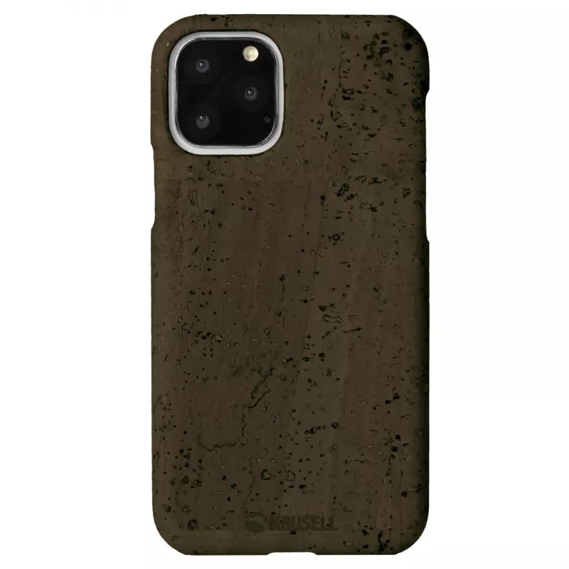 Capa Krusell Birka para Apple iPhone 11 Pro, capa castanho-escura efeito pele