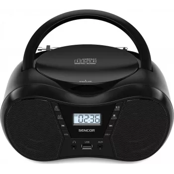 Boombox SENCOR SPT2300BK — leitor de CD, MP3, USB, Bluetooth 5.1, FM, AUX, 4 W, a pilhas/ligado à corrente