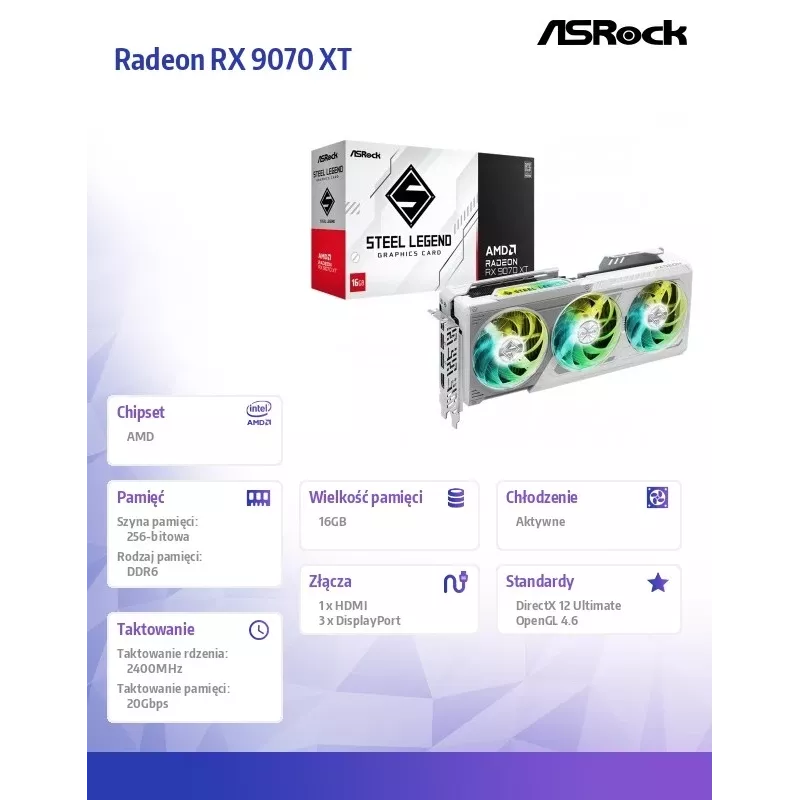 Placa gráfica ASRock Radeon RX 9070 XT SL 16G 16GB GDDR6 PCIe 5.0