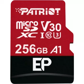 Cartão de memória MicroSDXC PATRIOT PEF256GEP31MCX 256 GB Class 10 U3 V30 Leitura 100 MB/s Escrita 80 MB/s com adaptador SD