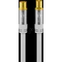 Goobay Cabo de antena de TV (tipo 135 dB), blindado 4 vezes, 3 m, branco – banhado a ouro, ficha fêmea coaxial > ficha macho coaxial (70318)