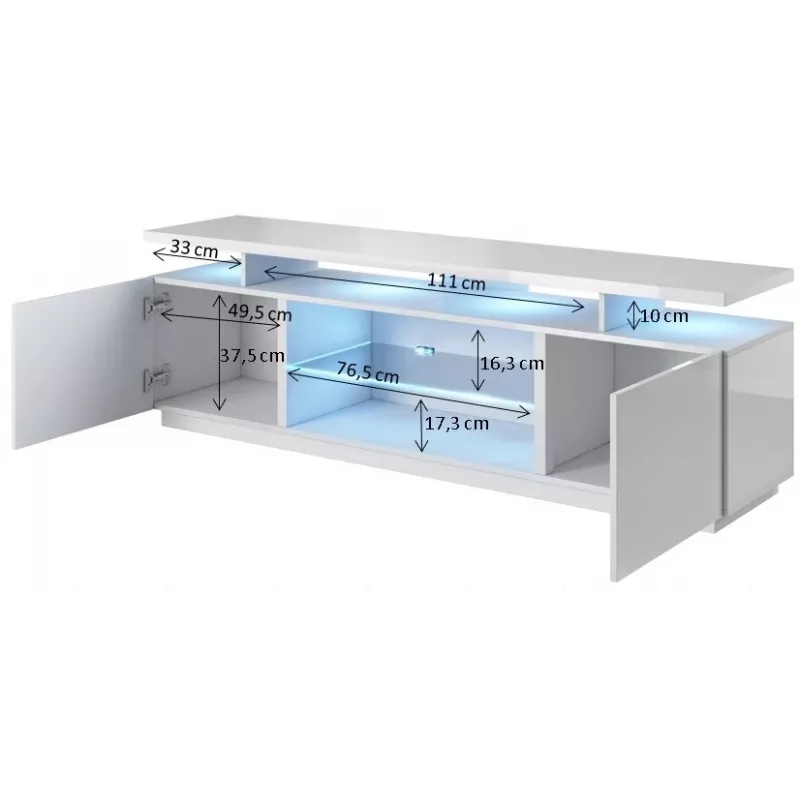 Móvel RTV EVA 180x40x56 branco/branco brilhante