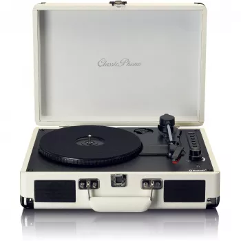 Gira-discos com acionamento por correia Lenco TT-115CR creme — gira-discos tipo mala, gravação USB, Bluetooth 5.0, 33/45/78 rpm