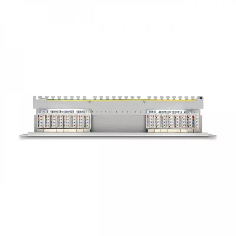 Patch panel 19 polegadas DeLOCK 16 portas Cat.6A 1HE cinzento metal rack